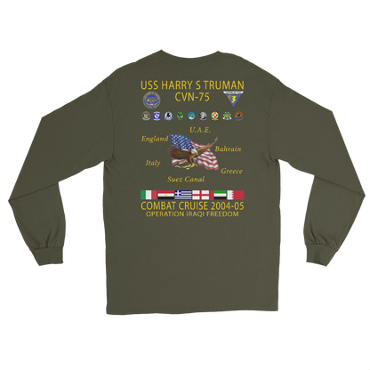 USS Harry S. Truman (CVN-75) 2004-05 Long Sleeve Cruise Shirt – back view, military green