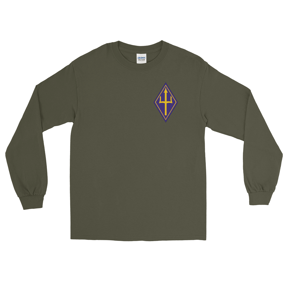 VP-26 Tridents Squadron Crest Long Sleeve Shirt – front view, military green