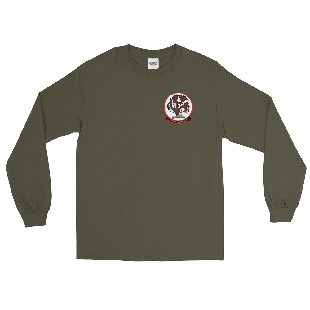 VP-17 White Lightnings Squadron Crest Long Sleeve Shirt – front view, military green