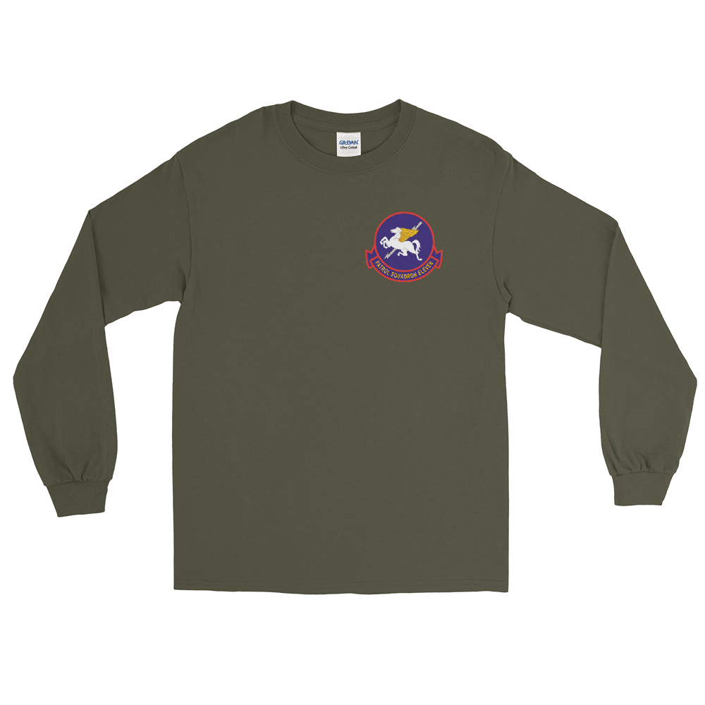 VP-11 Proud Pegasus Squadron Crest Long Sleeve Shirt – front view, military green