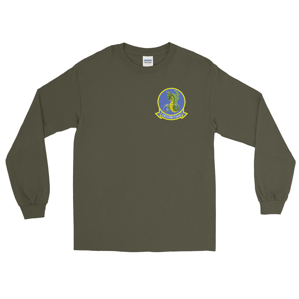 VP-4 The Skinny Dragons Crest Long Sleeve Shirt – front view, military green