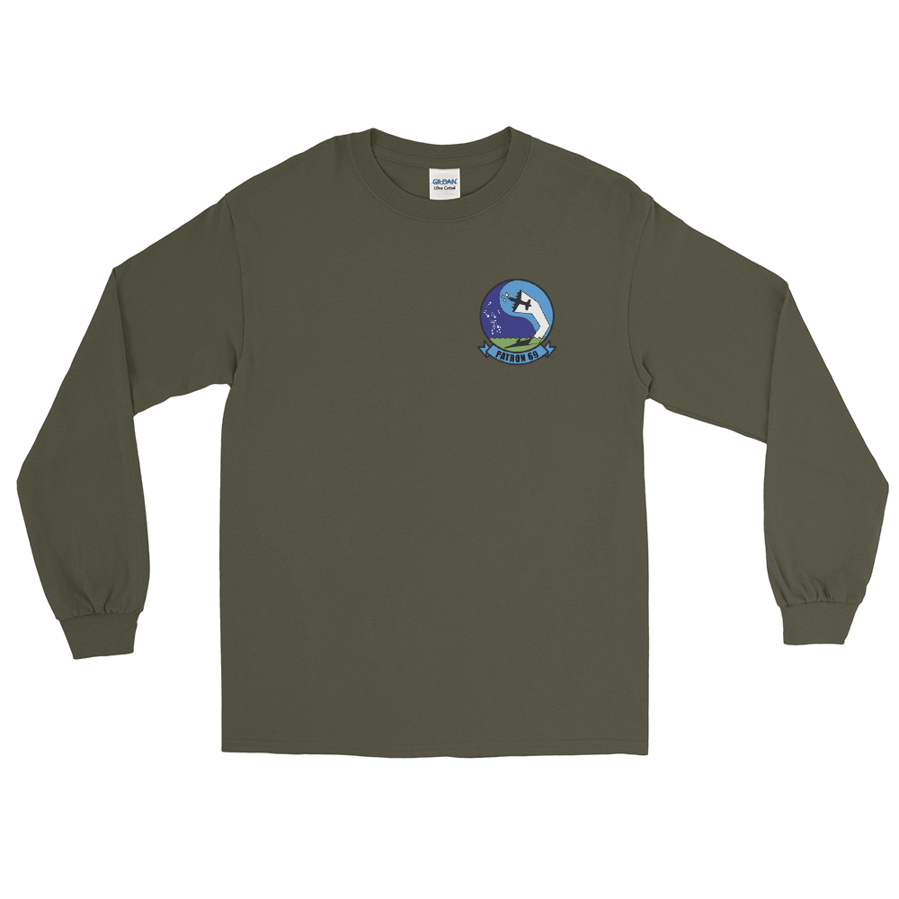 VP-69 Totems Squadron Crest Long Sleeve Shirt – front view, military green