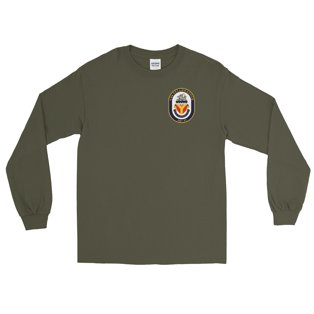 USS Yellowstone (AD-41) 1990-91 ODS/S Long Sleeve Cruise Shirt – front view, military green
