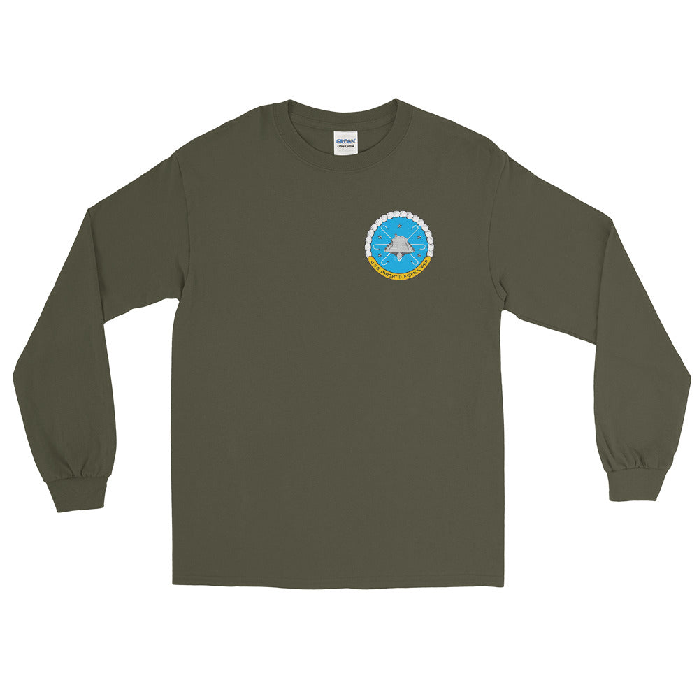 USS Dwight D. Eisenhower (CVN-69) 1984-85 Long Sleeve Cruise Shirt – front view, military green