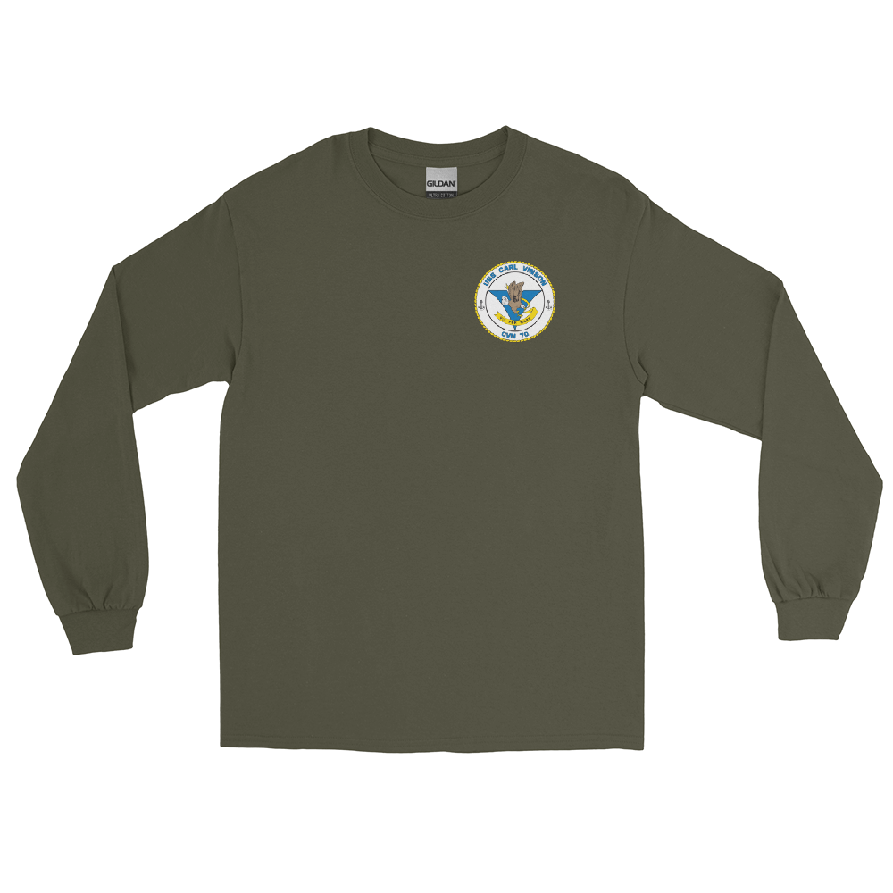 USS Carl Vinson (CVN-70) 1983 Long Sleeve Cruise Shirt – front view, military green
