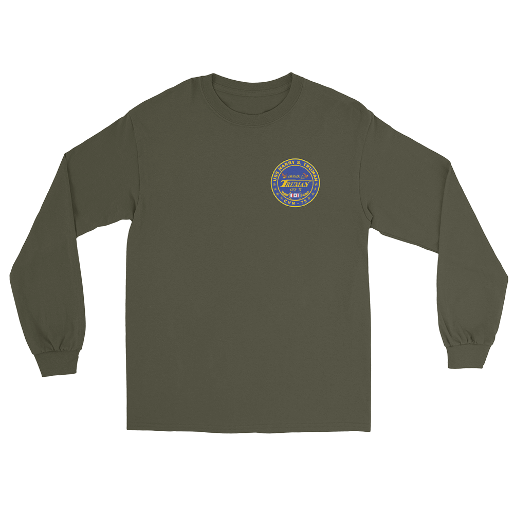 USS Harry S. Truman (CVN-75) 2004-05 Long Sleeve Cruise Shirt – front view, military green