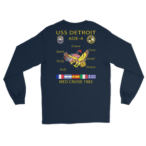USS Detroit (AOE-4) 1983 Med Cruise Long Sleeve Shirt – back view, navy