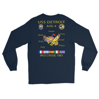 USS Detroit (AOE-4) 1983 Med Cruise Long Sleeve Shirt – back view, navy
