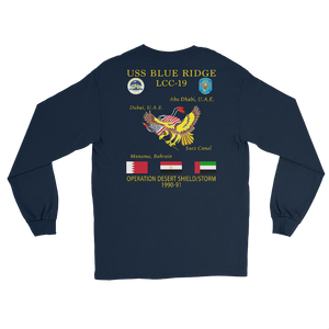 USS Blue Ridge (LCC-19) 1990-91 ODS/S Cruise Long Sleeve Shirt – back view, navy