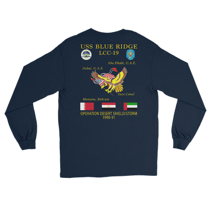 USS Blue Ridge (LCC-19) 1990-91 ODS/S Cruise Long Sleeve Shirt – back view, navy