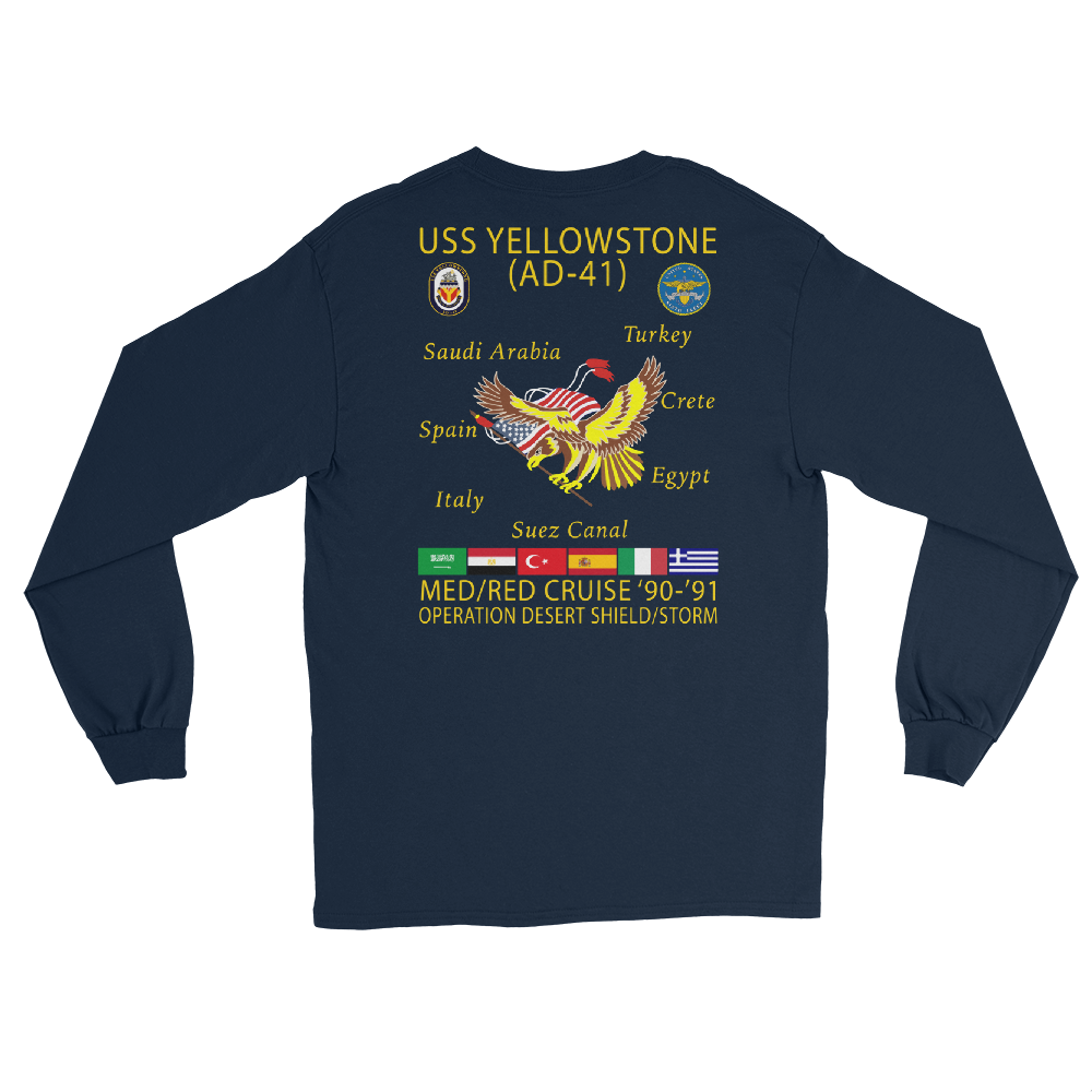 USS Yellowstone (AD-41) 1990-91 ODS/S Long Sleeve Cruise Shirt – back view, navy