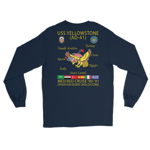 USS Yellowstone (AD-41) 1990-91 ODS/S Long Sleeve Cruise Shirt – back view, navy