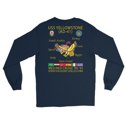 USS Yellowstone (AD-41) 1990-91 ODS/S Long Sleeve Cruise Shirt – back view, navy