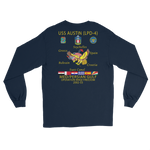 USS Austin (LPD-4) 2002-03 Long Sleeve Cruise Shirt – back view, navy
