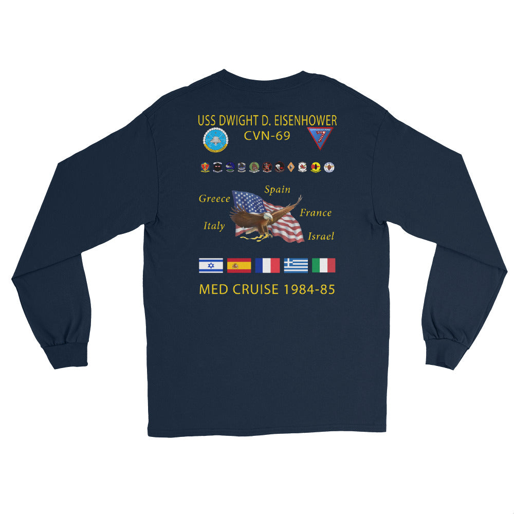 USS Dwight D. Eisenhower (CVN-69) 1984-85 Long Sleeve Cruise Shirt – back view, navy