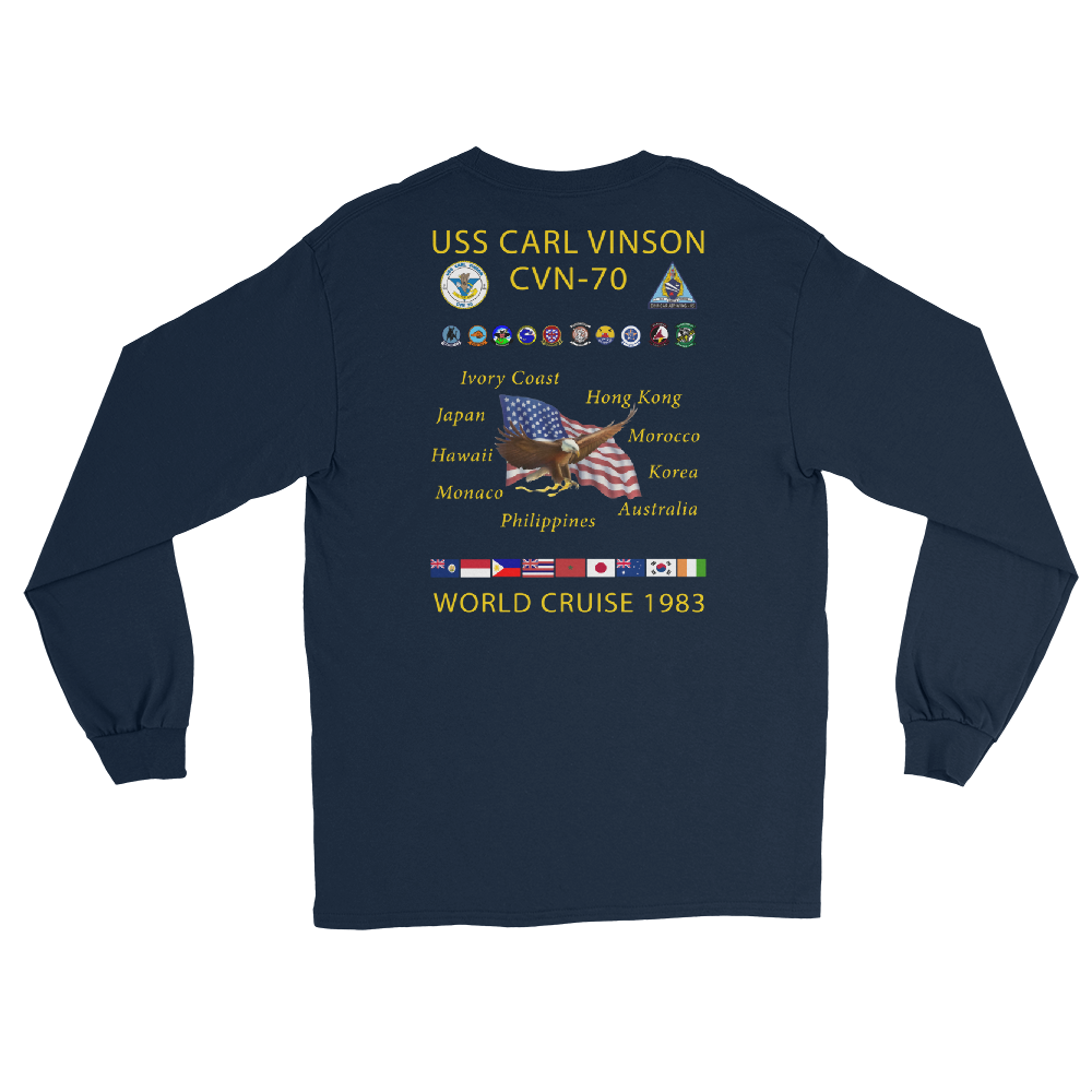 USS Carl Vinson (CVN-70) 1983 Long Sleeve Cruise Shirt – back view, navy