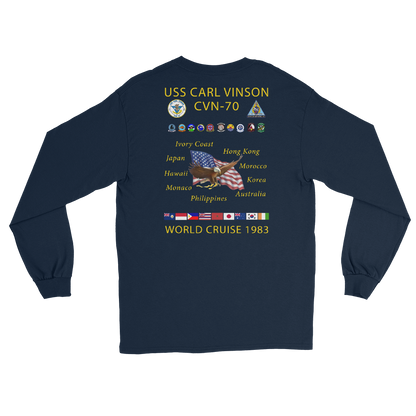 USS Carl Vinson (CVN-70) 1983 Long Sleeve Cruise Shirt – back view, navy