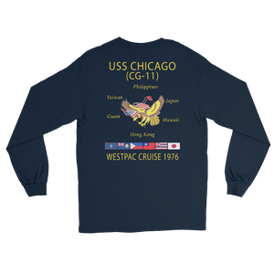 USS Chicago (CG-11) 1976 WESTPAC Long Sleeve Cruise Shirt – back view, navy