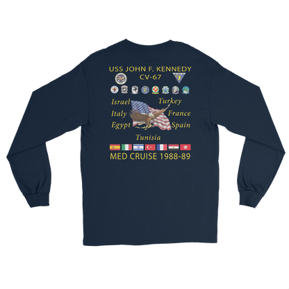 USS John F. Kennedy (CV-67) 1988-89 Long Sleeve Cruise Shirt – back view, navy