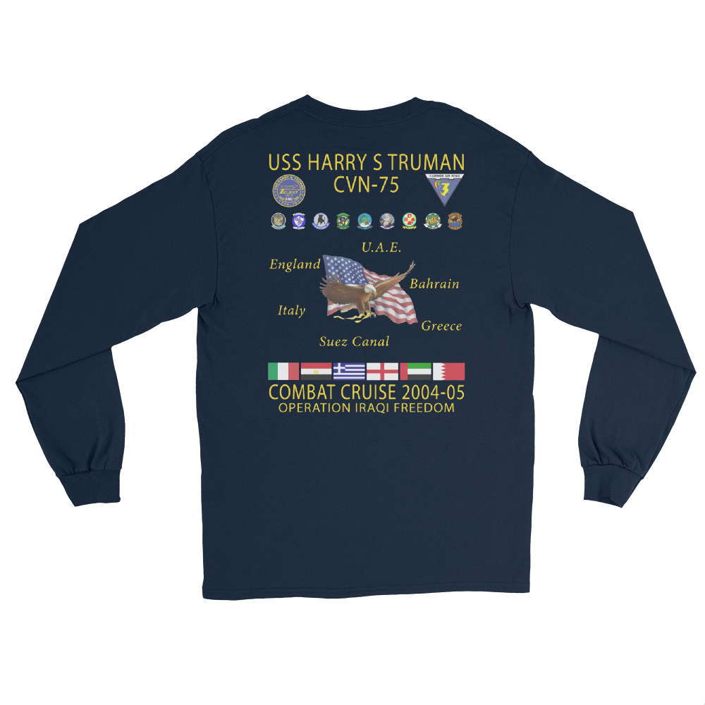 USS Harry S. Truman (CVN-75) 2004-05 Long Sleeve Cruise Shirt – back view, navy