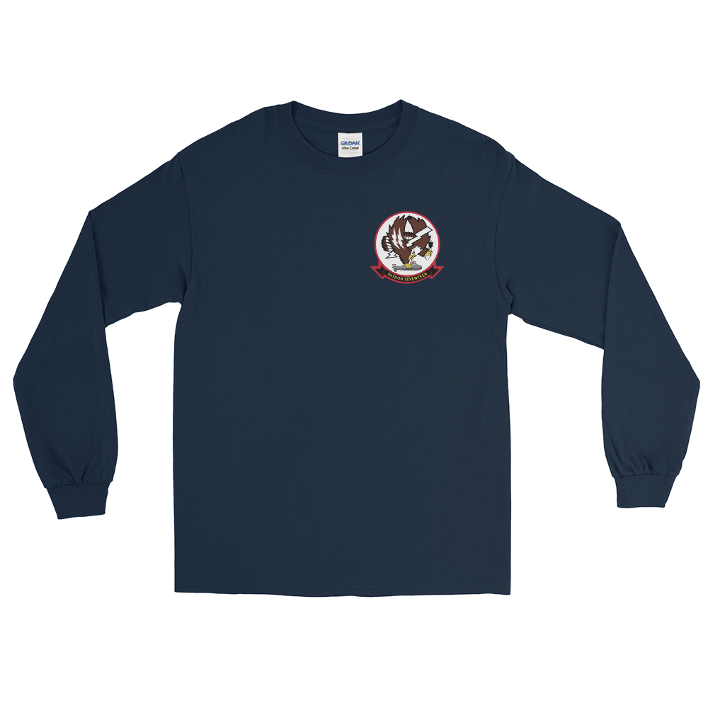 VP-17 White Lightnings Squadron Crest Long Sleeve Shirt – front view, navy