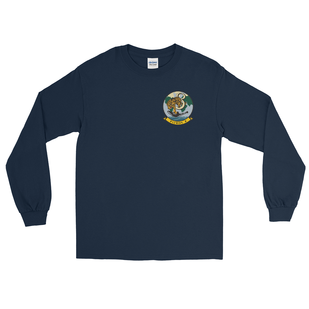 VP-8 Fighting Tigers Squadron Crest Long Sleeve Shirt – front view, navy