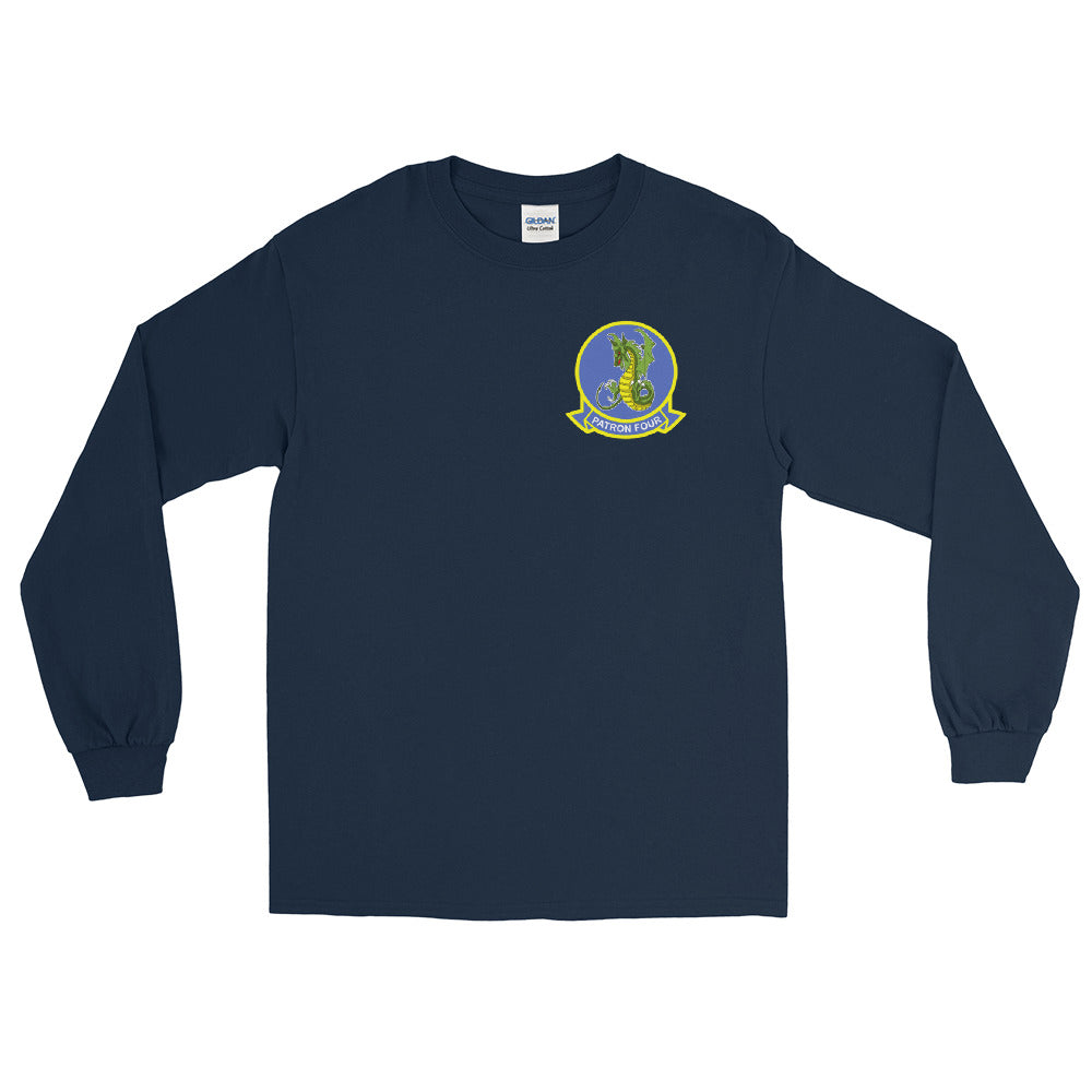 VP-4 The Skinny Dragons Crest Long Sleeve Shirt – front view, navy
