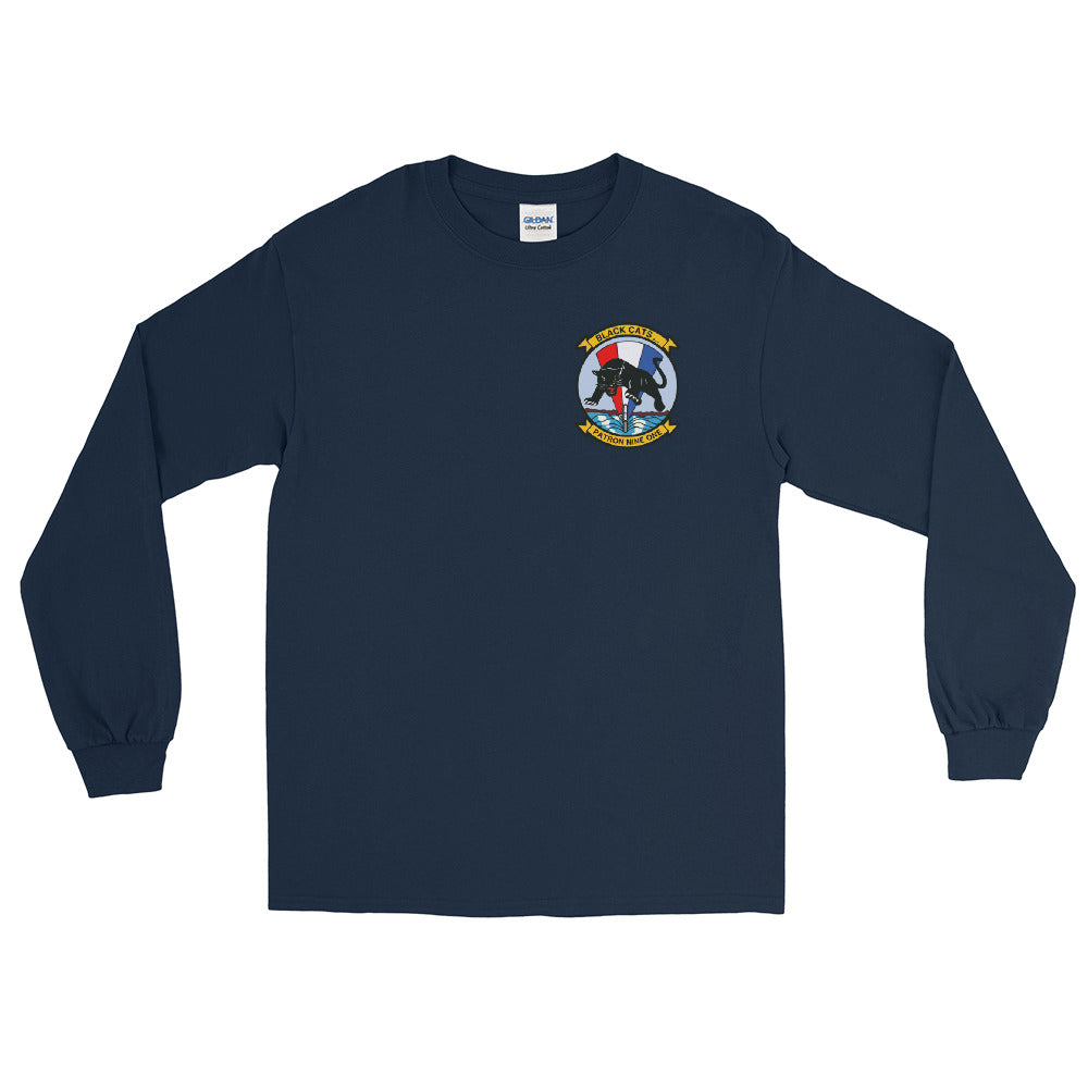 VP-91 Blackcats Long Sleeve Shirt – front view, navy