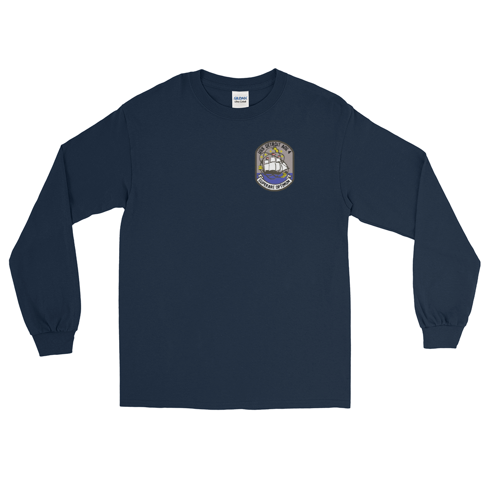 USS Detroit (AOE-4) 1983 Med Cruise Long Sleeve Shirt – front view, navy