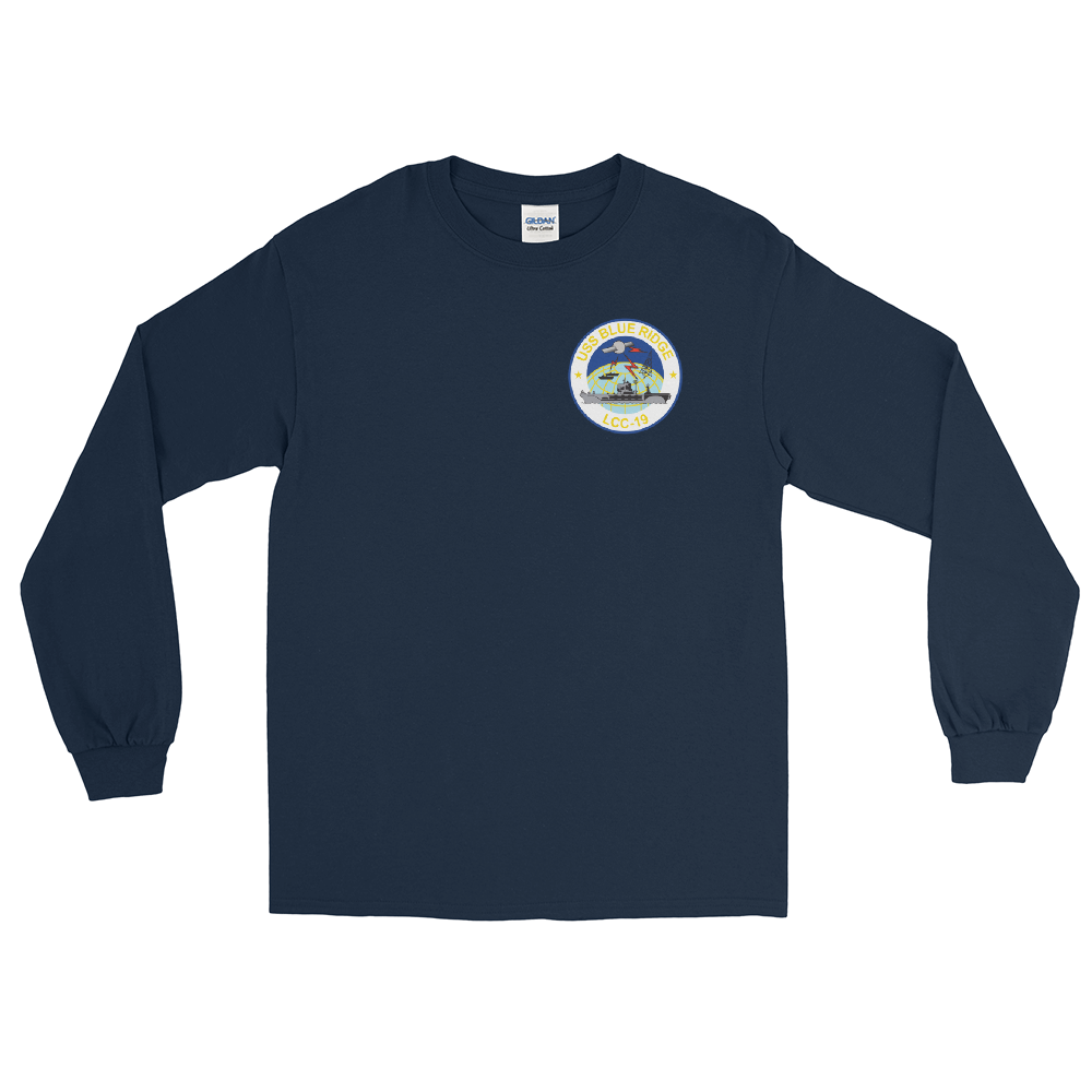 USS Blue Ridge (LCC-19) 1990-91 ODS/S Cruise Long Sleeve Shirt – front view, navy