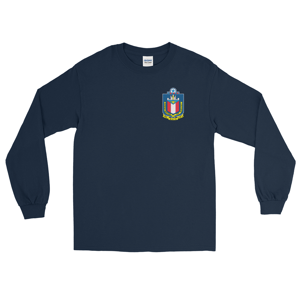 USS Austin (LPD-4) Ship's Crest Long Sleeve Shirt – front view, navy