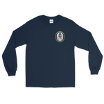 USS Detroit (LCS-7) Ship's Crest Long Sleeve Shirt – front view, navy