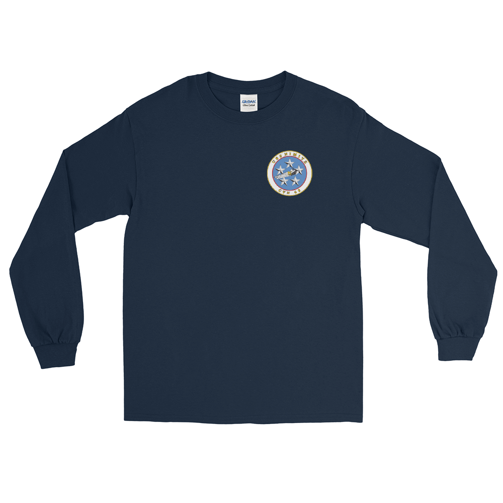 USS Nimitz (CVN-68) Ship's Crest Long Sleeve Shirt – front view, navy