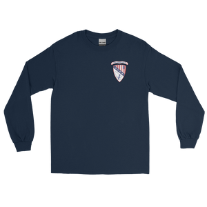 USS Chicago (CG-11) Ship's Crest Long Sleeve Shirt - Blue – front view, navy