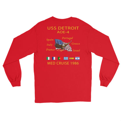 USS Detroit (AOE-4) 1986 Long Sleeve Cruise Shirt – red