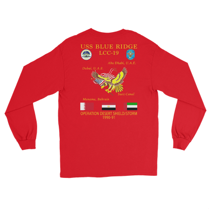 USS Blue Ridge (LCC-19) 1990-91 ODS/S Cruise Long Sleeve Shirt – back view, red