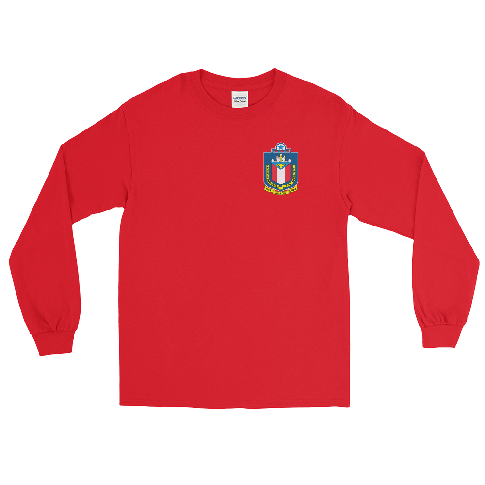 USS Austin (LPD-4) Ship's Crest Long Sleeve Shirt – front view, red