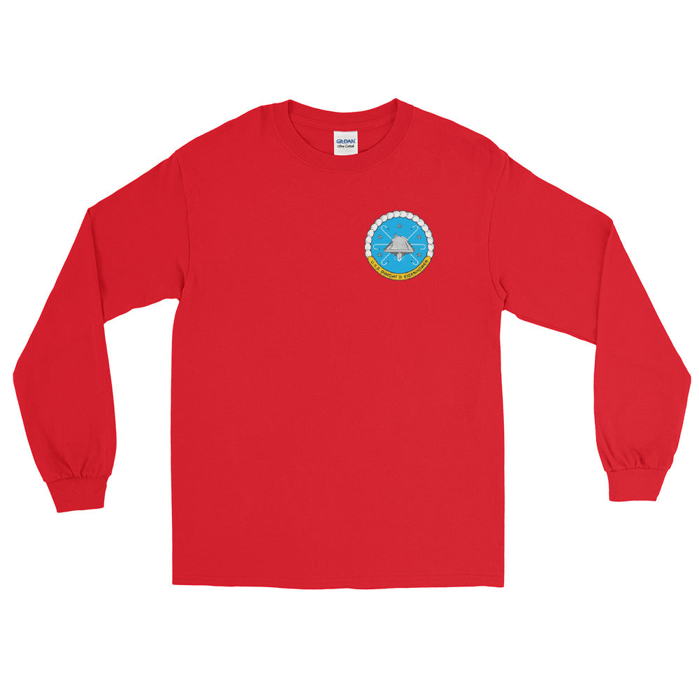 USS Dwight D. Eisenhower (CVN-69) 1984-85 Long Sleeve Cruise Shirt – front view, red