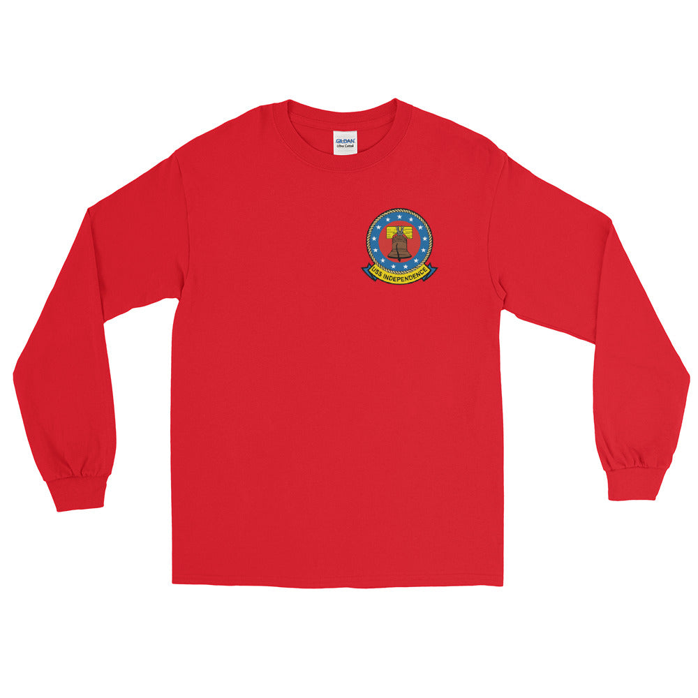 USS Independence (CV-62) 1993-94 Long Sleeve Cruise Shirt – front view, red