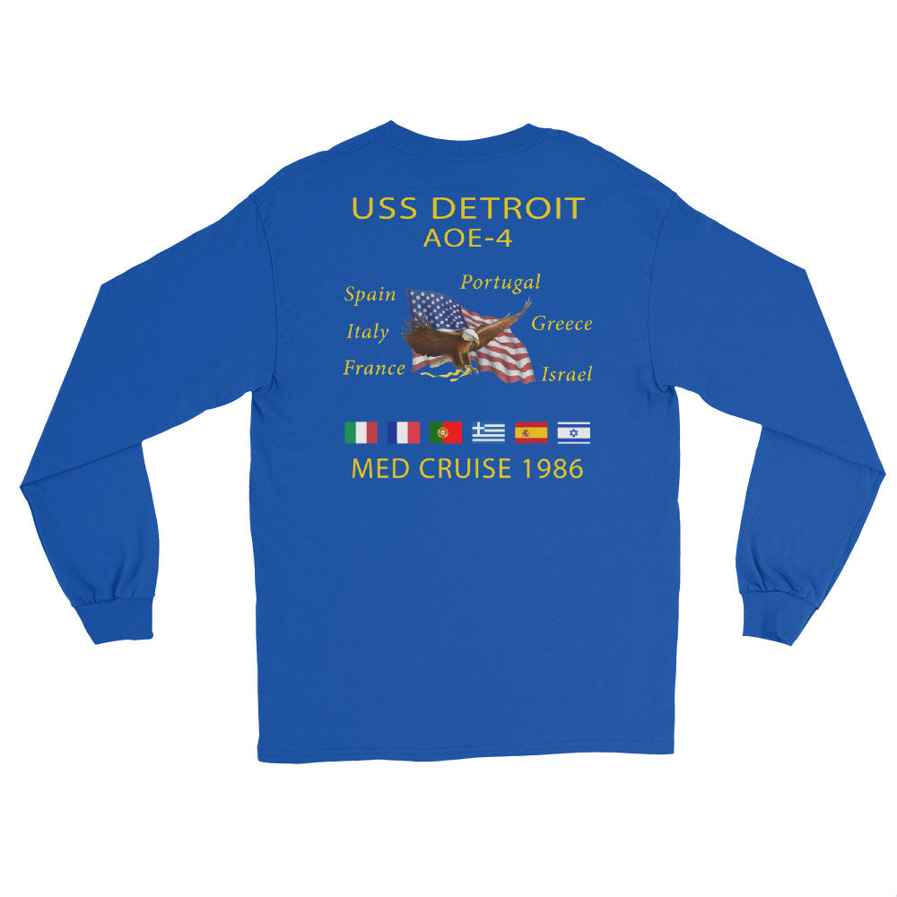 USS Detroit (AOE-4) 1986 Long Sleeve Cruise Shirt – royal