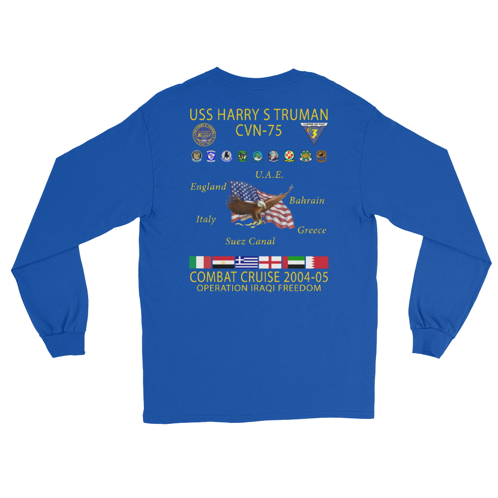 USS Harry S. Truman (CVN-75) 2004-05 Long Sleeve Cruise Shirt – back view, royal