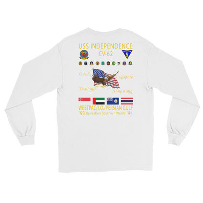 USS Independence (CV-62) 1993-94 Long Sleeve Cruise Shirt – back view, white
