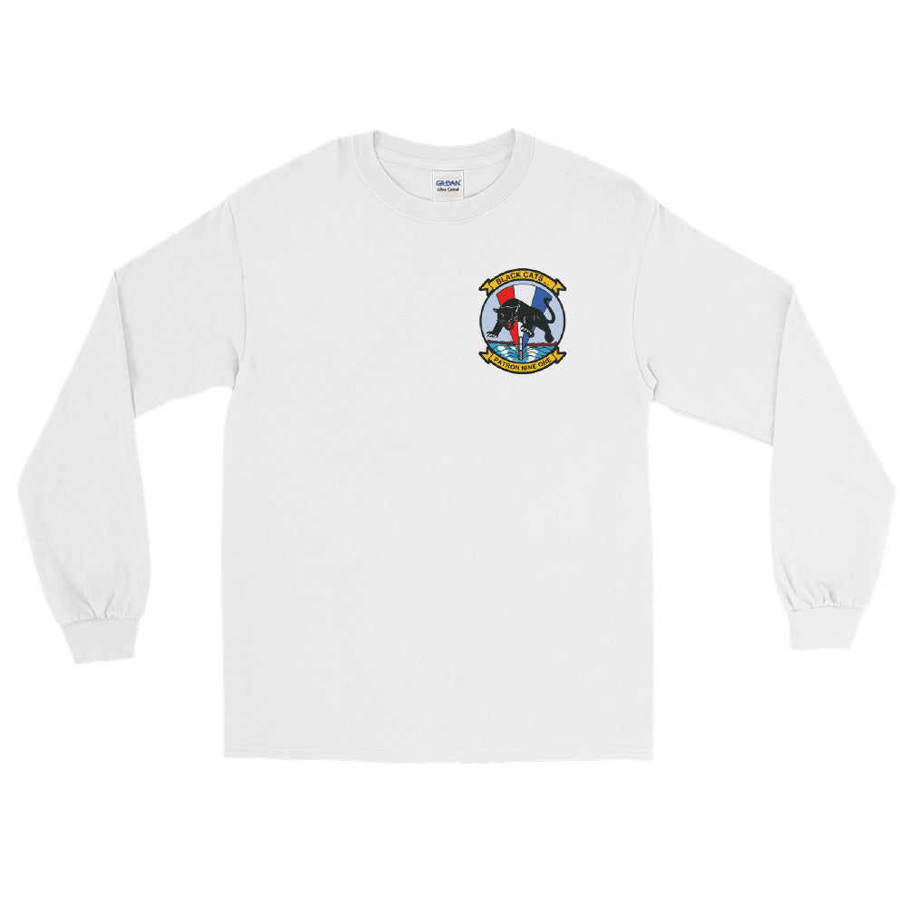 VP-91 Blackcats Long Sleeve Shirt – front view, white