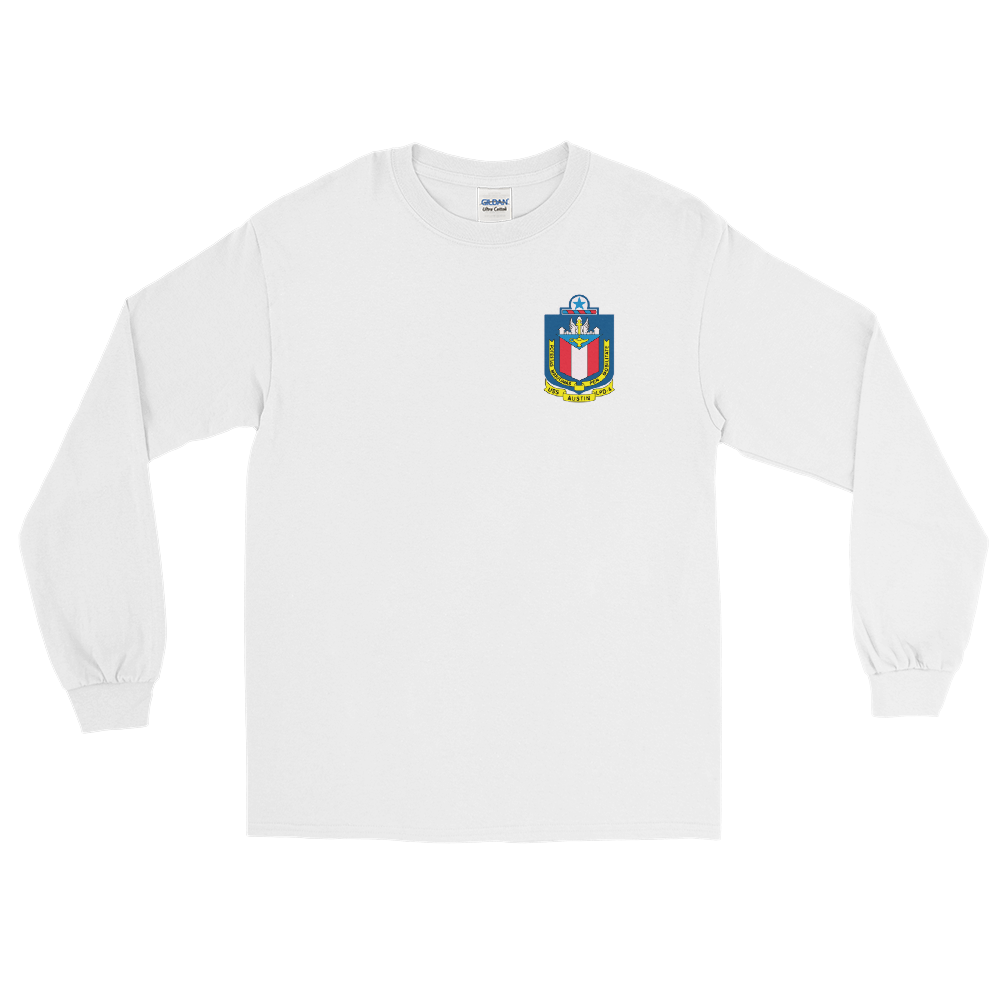 USS Austin (LPD-4) Ship's Crest Long Sleeve Shirt – front view, white