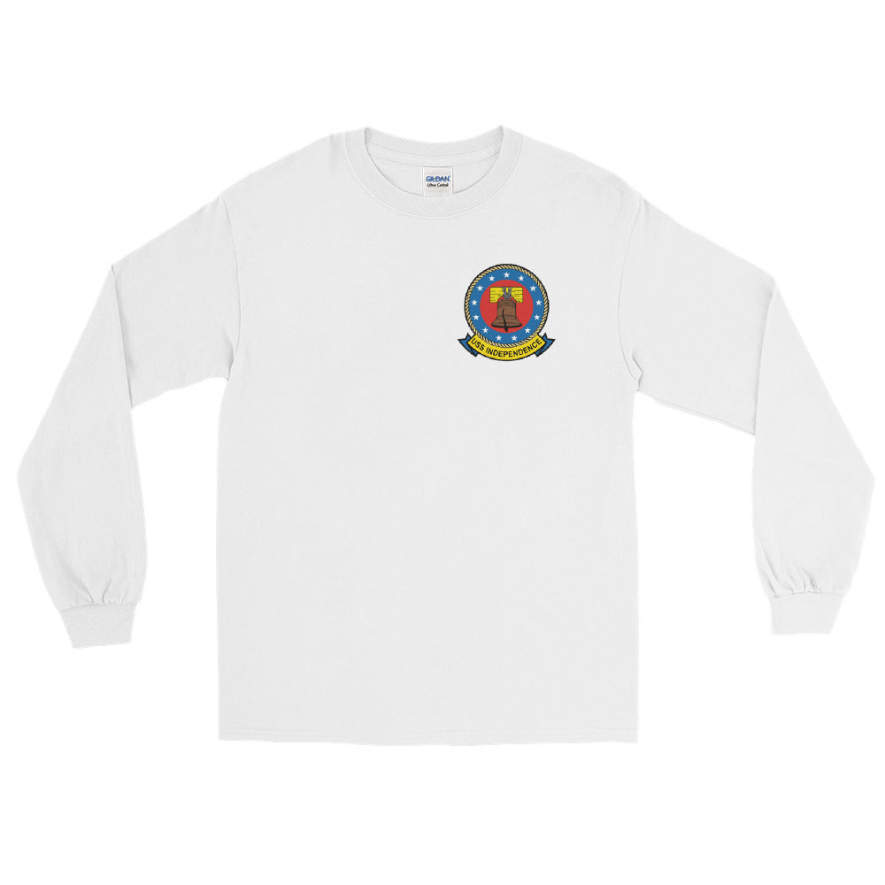 USS Independence (CV-62) 1993-94 Long Sleeve Cruise Shirt – front view, white