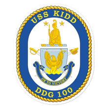 Load image into Gallery viewer, USS Kidd (DDG-100) Ship&#39;s Crest Vinyl Sticker
