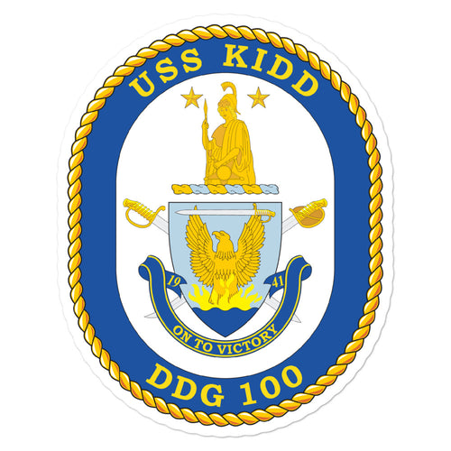 USS Kidd (DDG-100) Ship's Crest Vinyl Sticker