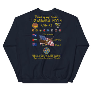 USS Abraham Lincoln (CVN-72) 2000-01 Cruise Sweatshirt - Family