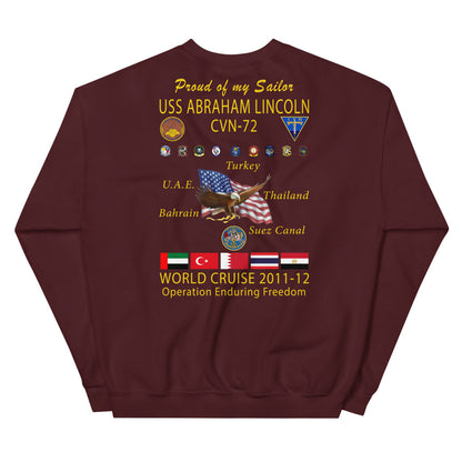 USS Abraham Lincoln (CVN-72) 2011-12 Cruise Sweatshirt - Family