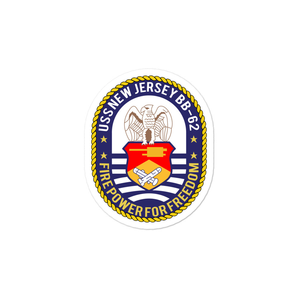 USS New Jersey (BB-62) Ship's Crest Vinyl Sticker